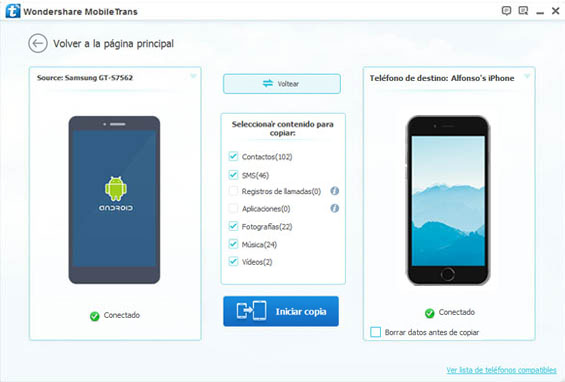 conectar el iPhone 6 y el dispositivo Android al ordenador